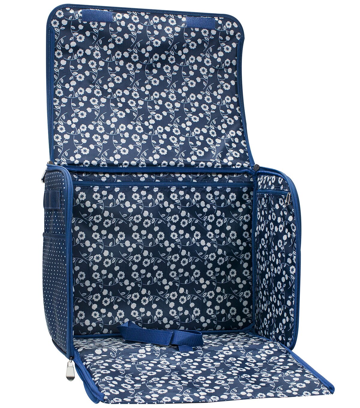 Everything Mary 16 Dots on Blue Collapsible Rolling Sewing Machine Case