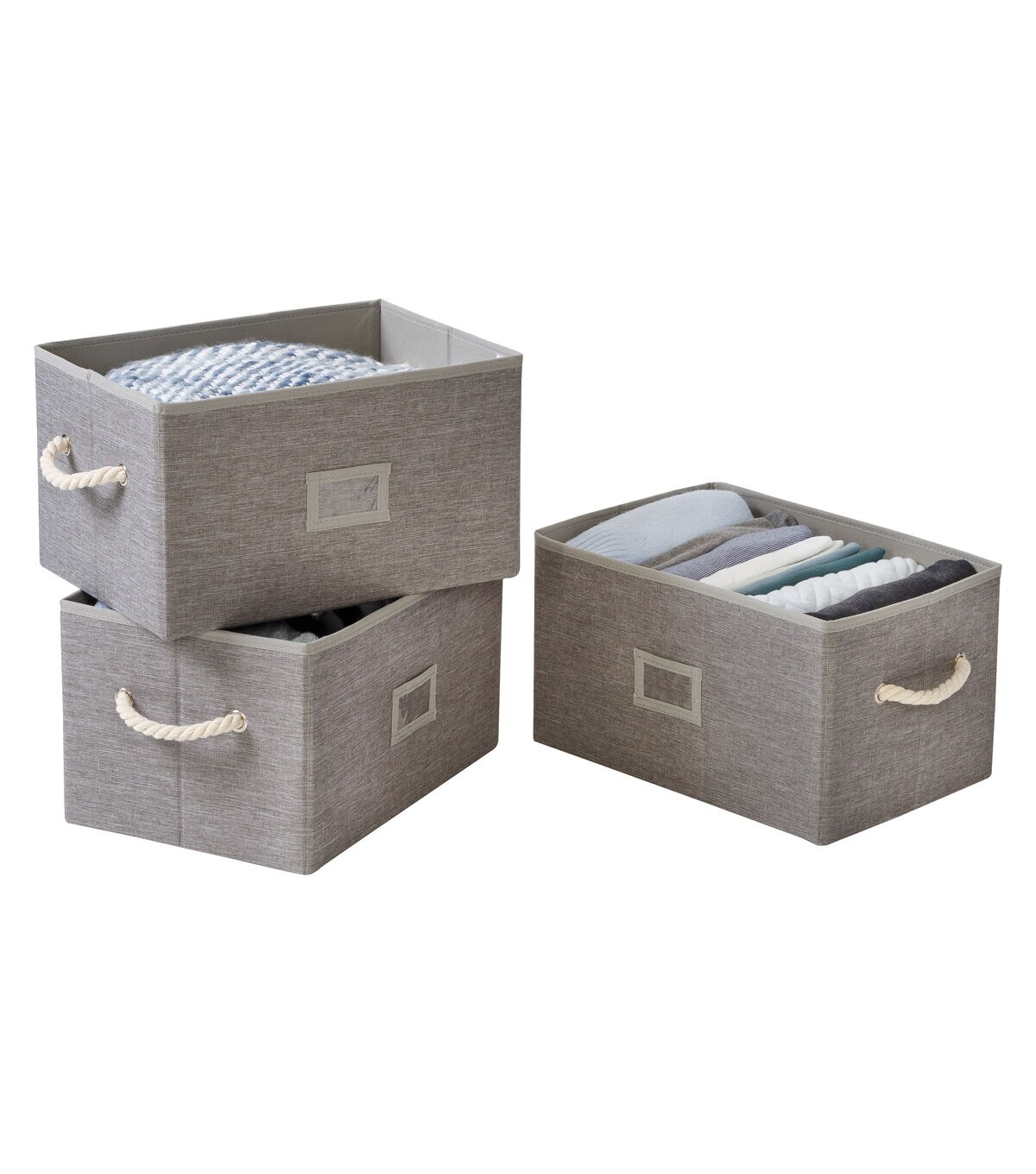 Honey Can Do 14.5 Heather Gray Fabric Storage Bins With Handles 3pk
