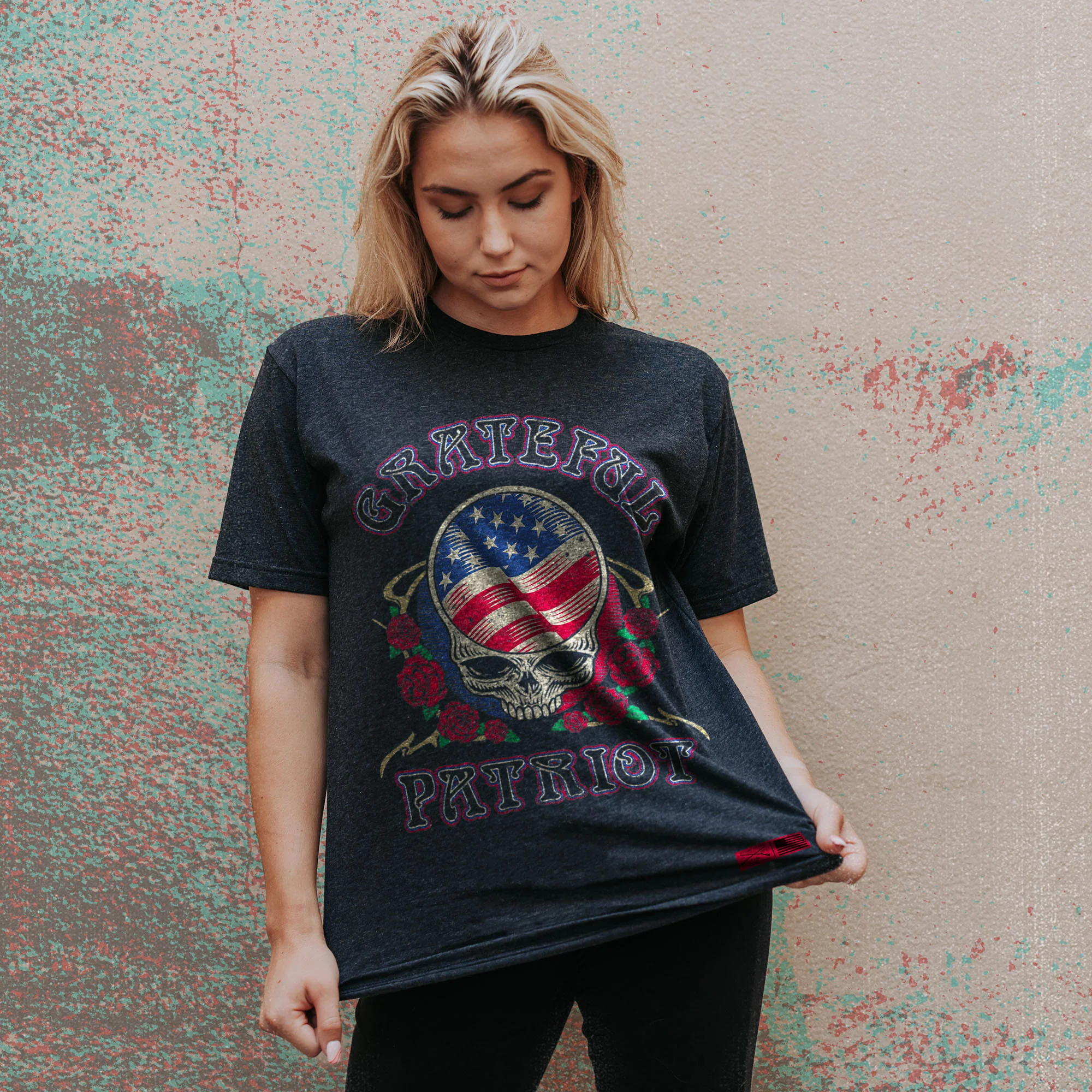 Women's Grateful Patriot Boyfriend Fit T-Shirt - Vintage Black