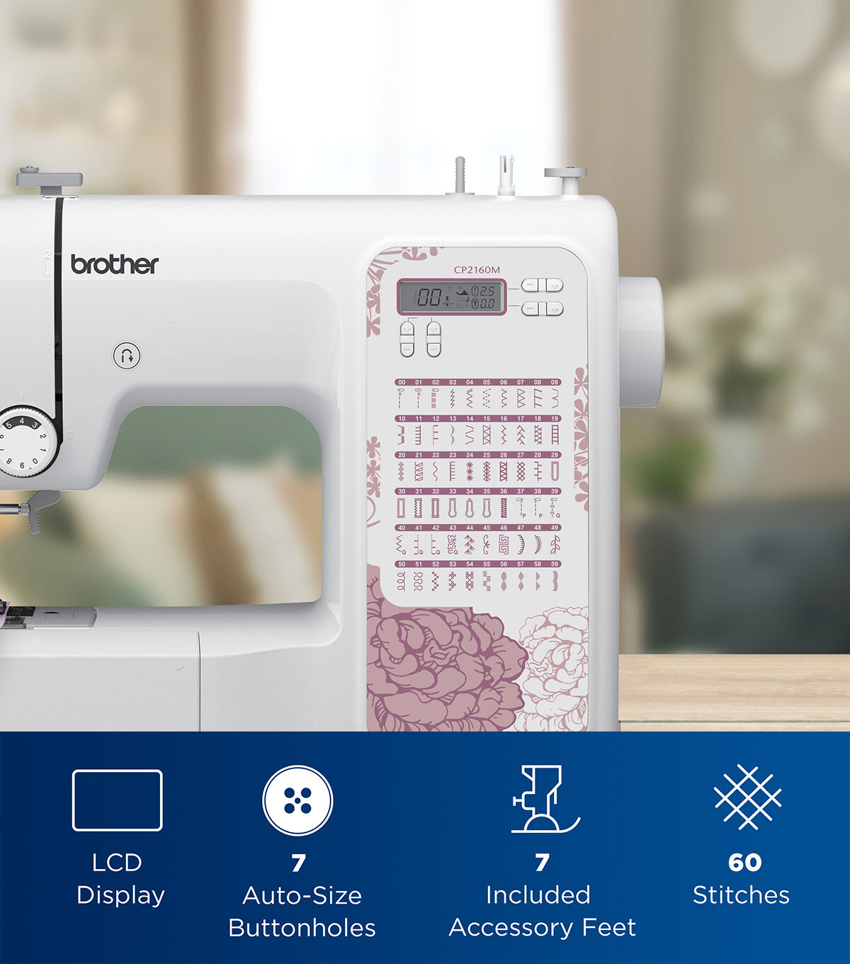 Brother CP2160M Light Mauve Floral Computerized Sewing Machine