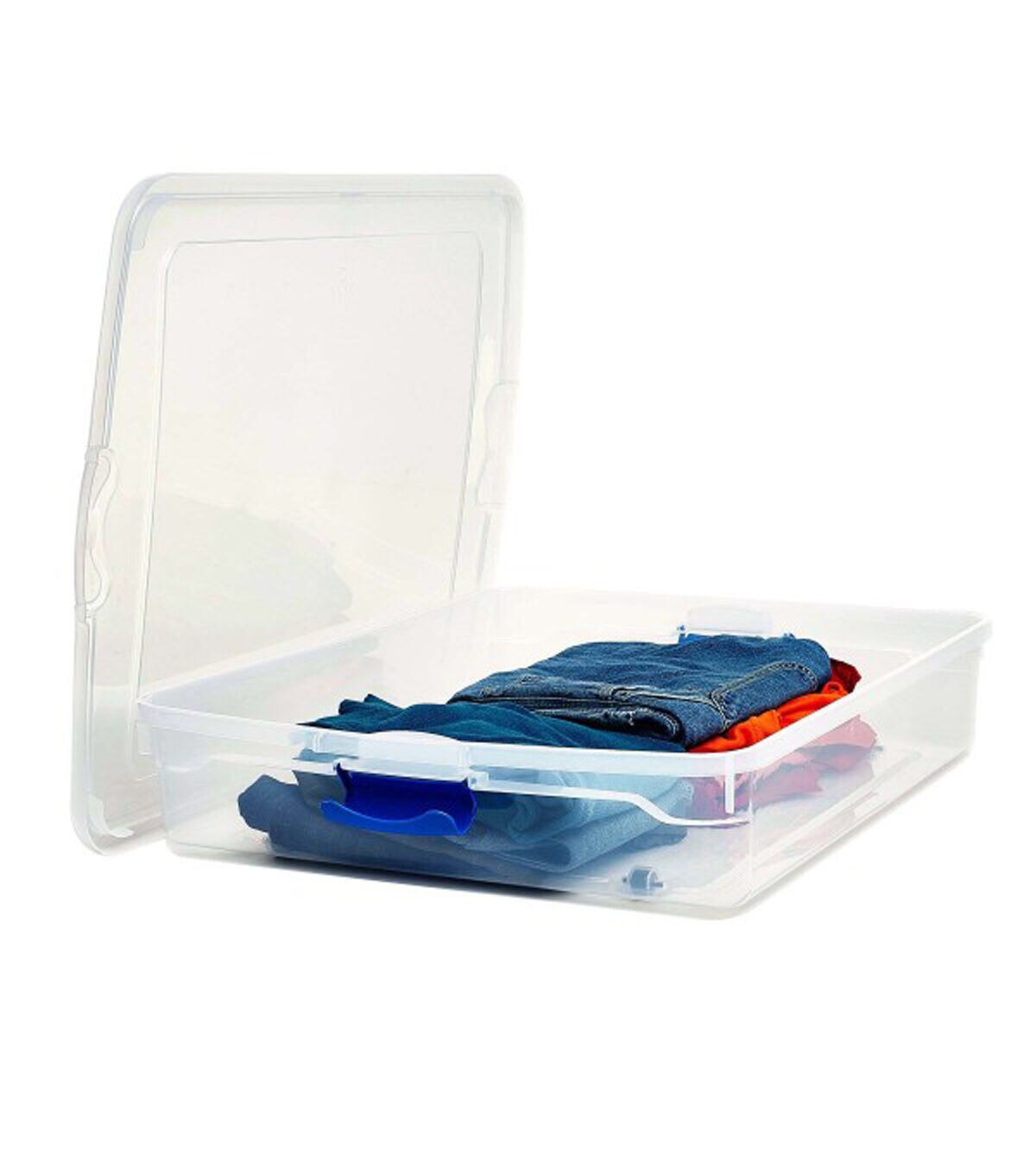 Homz 14 Gallon Clear & Gray Plastic Underbed Storage Container