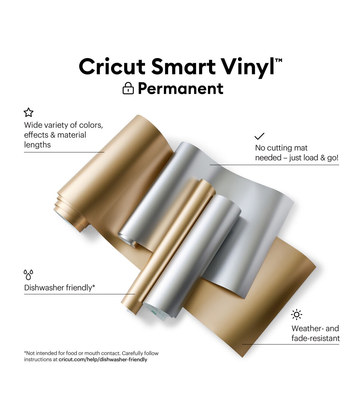 Cricut 13 x 3' Champagne Matte Metallic Permanent Smart Vinyl Roll