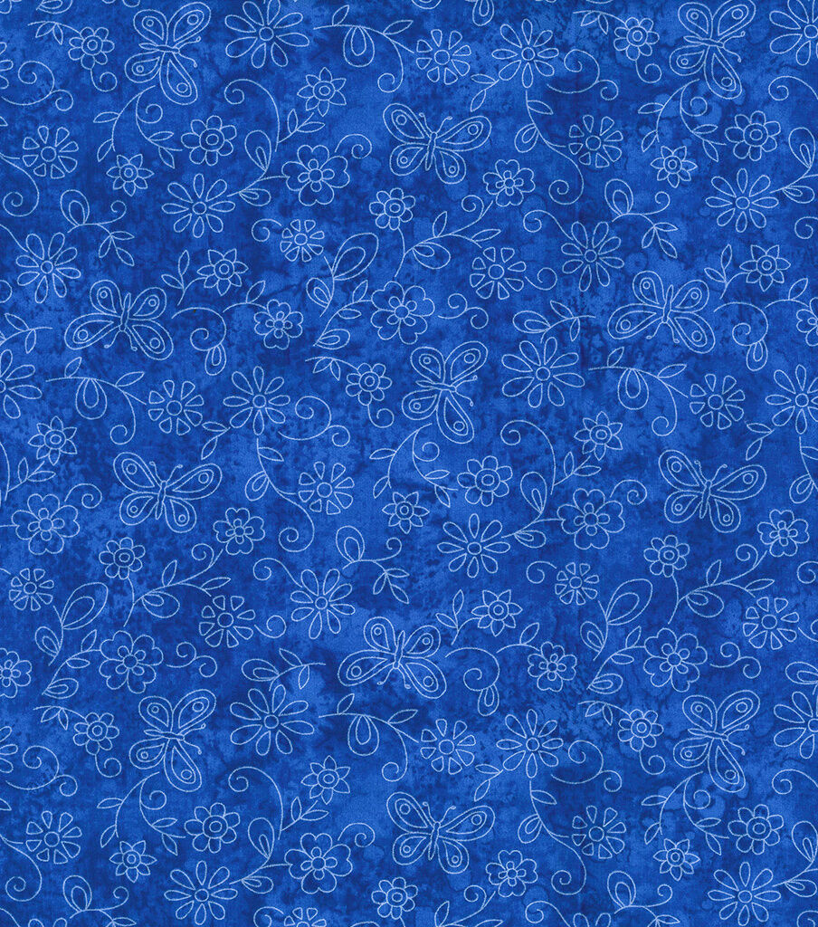 Fabric Traditions Flowers on Royal Cotton Fabric by Keepsake Calico