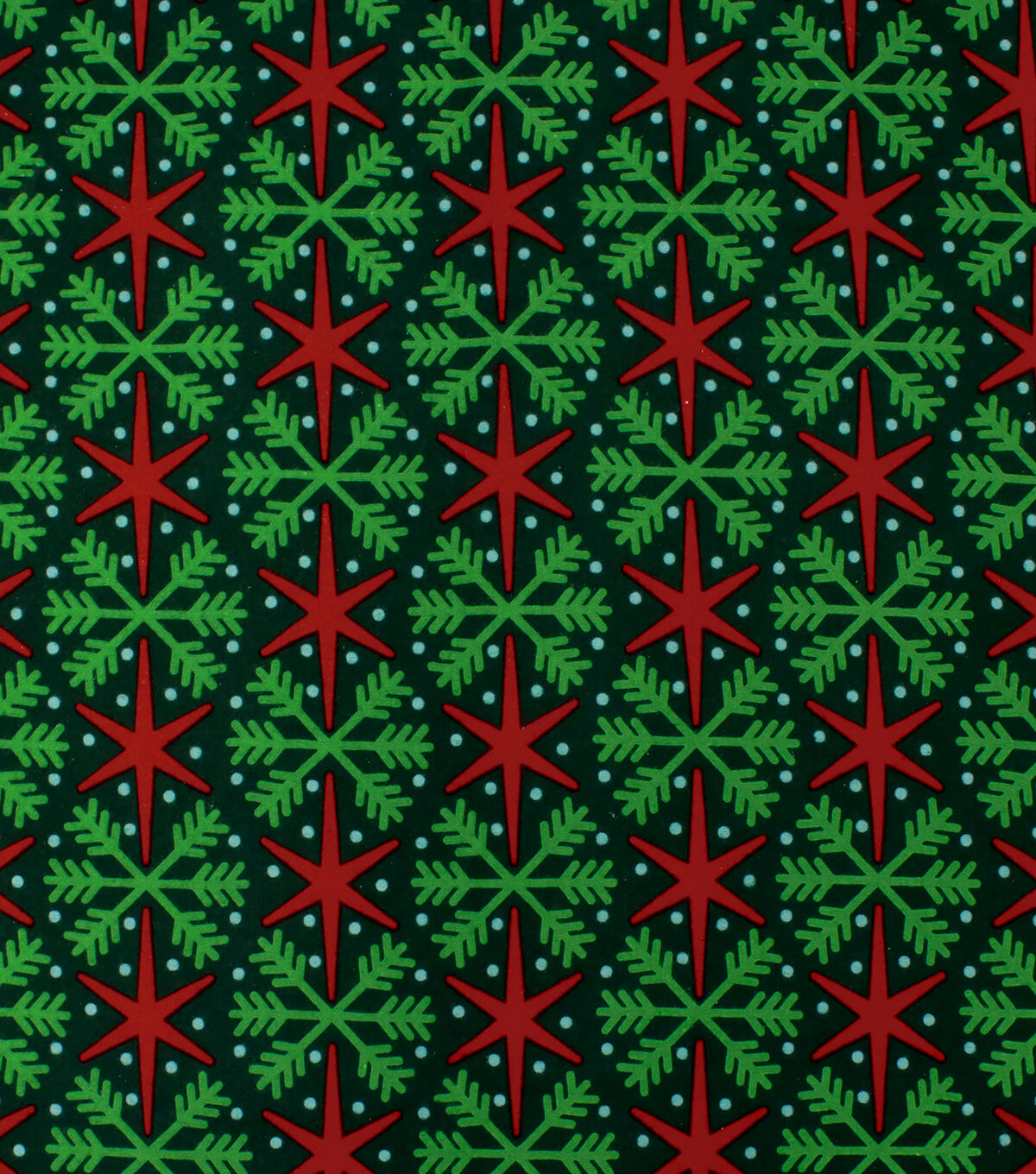 Green Snowflakes on Red Super Snuggle Christmas Flannel Fabric