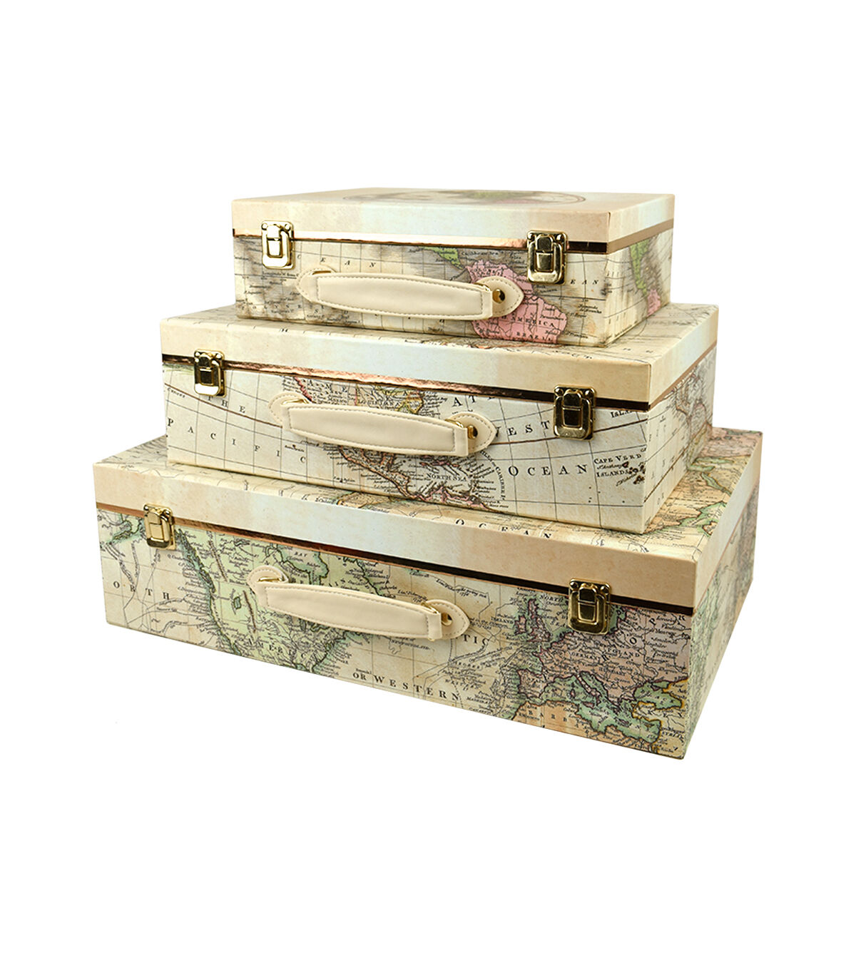 20 Antique Map Suitcase Box With Handle