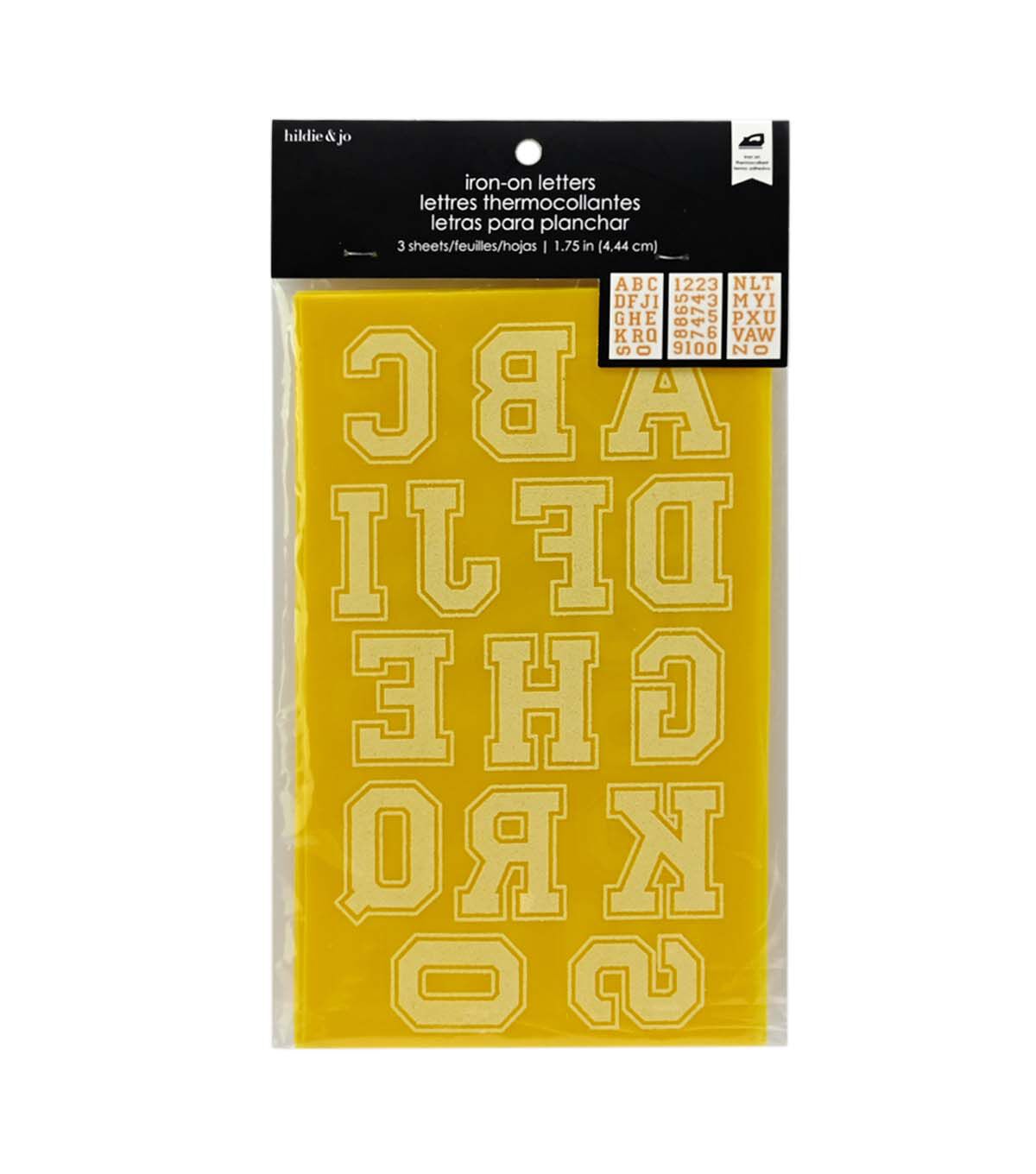 1.75 Gold Collection Iron On Letters 3 Sheets by hildie & jo