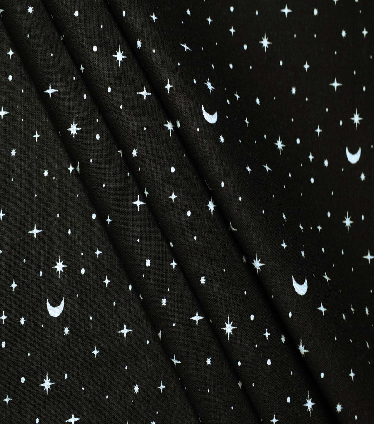 Stars & Moons on Black Cotton Fabric by Quilter's Showcase