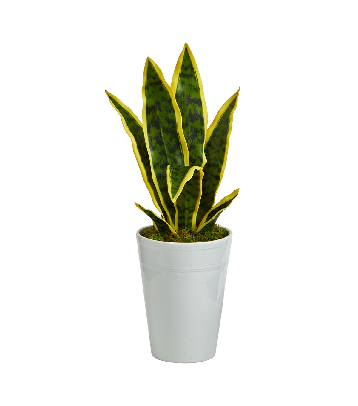Nearly Natural 18 Artificial Sansevieria Plant in White Planter
