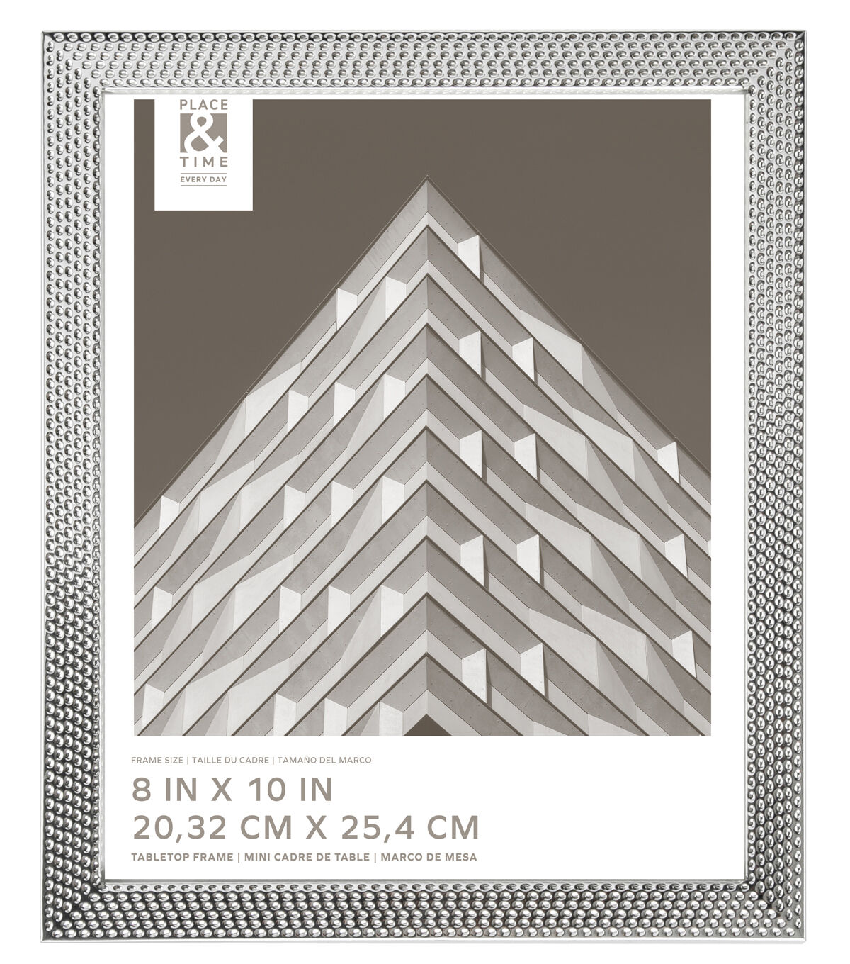 8 x 10 Silver Beaded Texture Tabletop Picture Frame by Place & Time