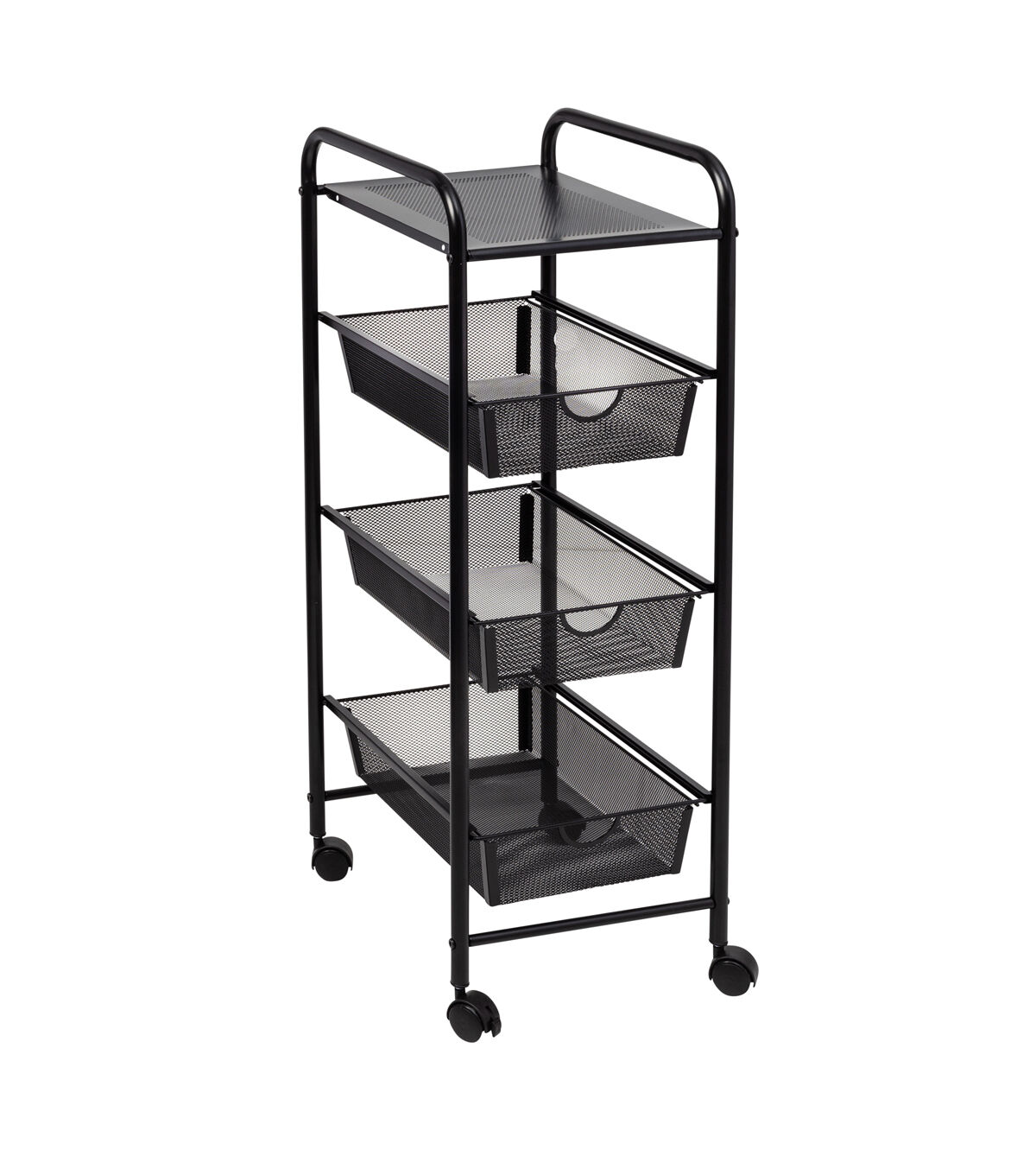 Honey Can Do 12.5 x 35.5 Black Metal Mesh 3 Drawer Storage Cart