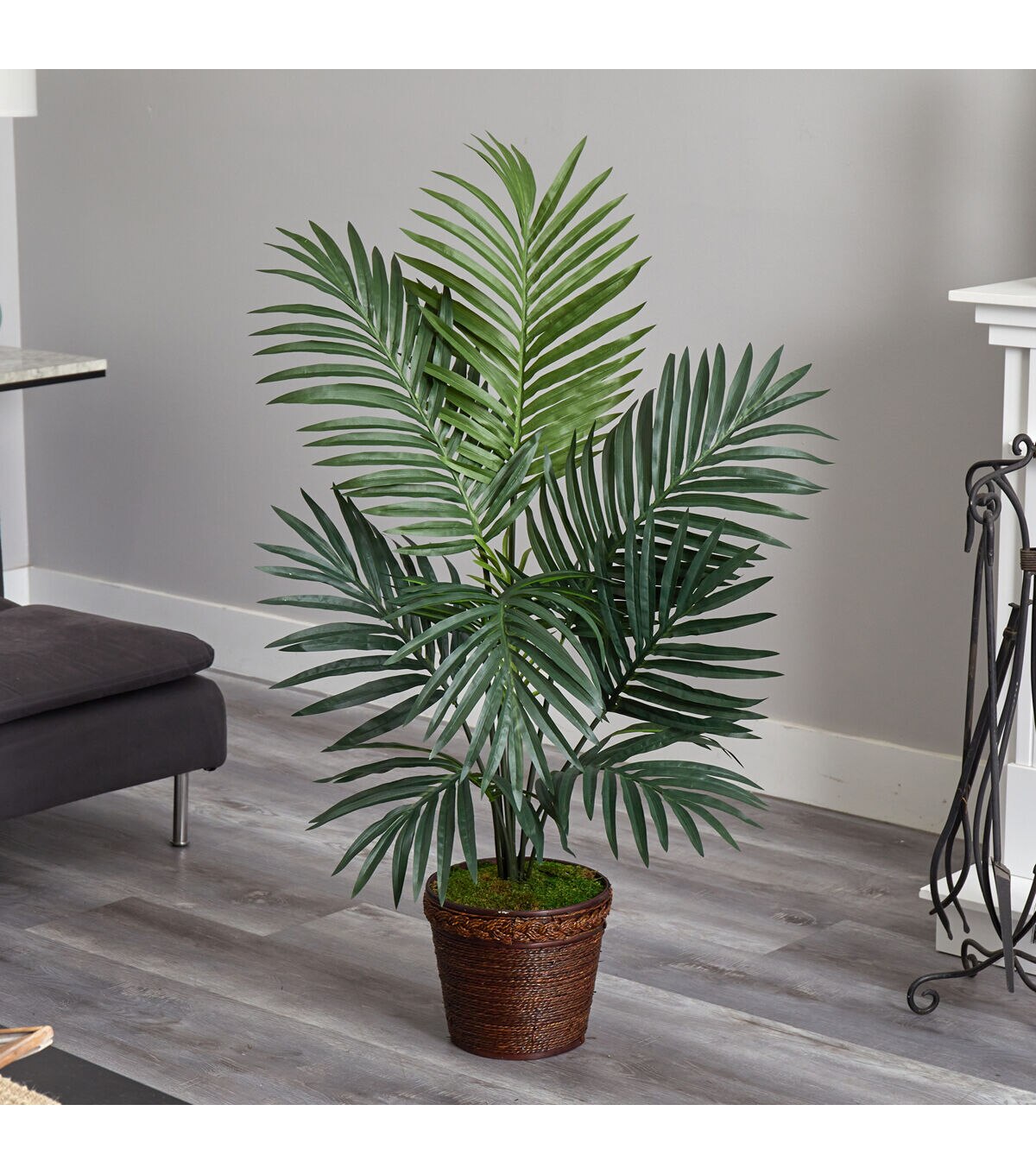 Nearly Natural 4ft. Kentia Palm Artificial Tree in Coiled Rope Planter