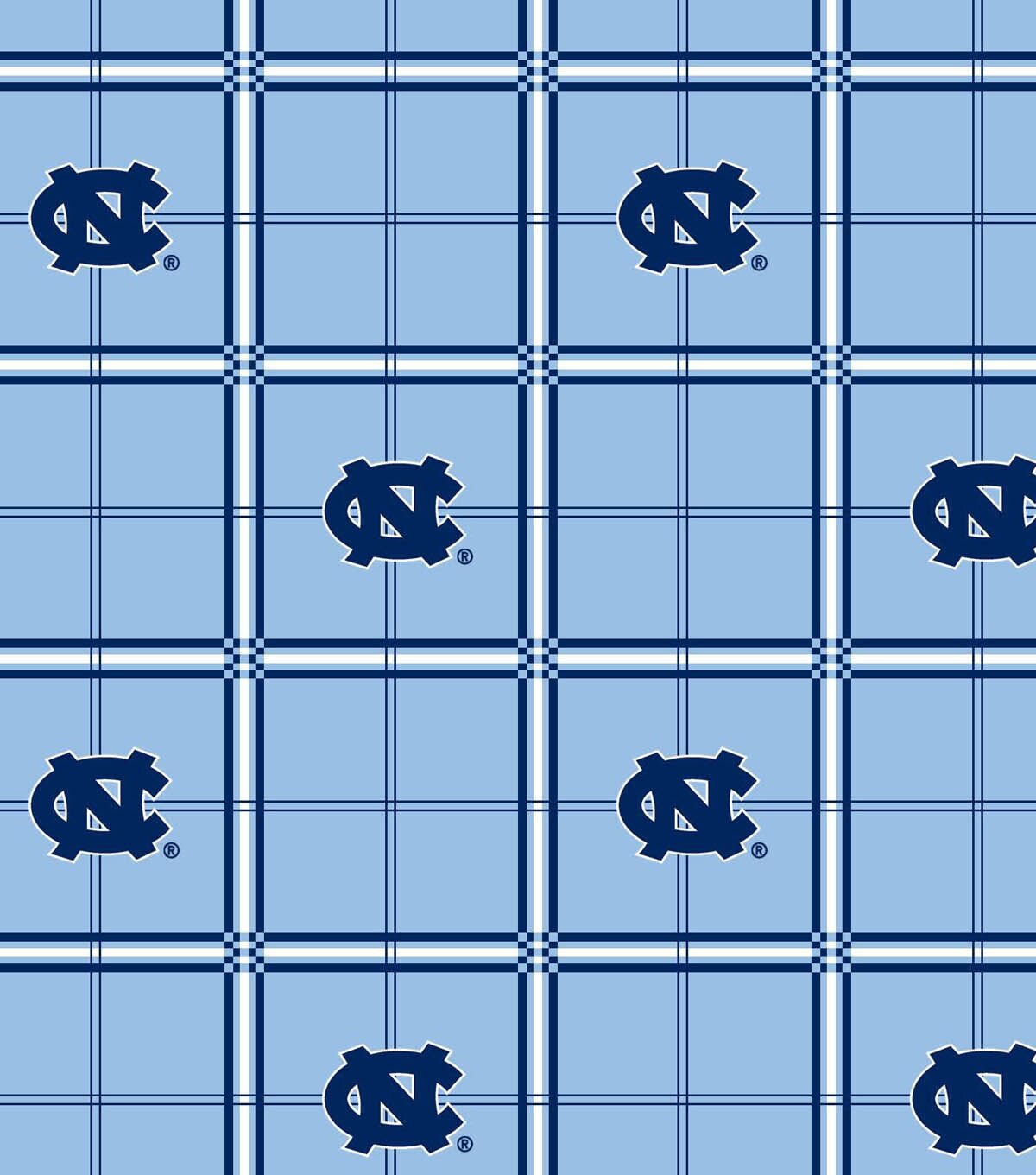 University of North Carolina Tarheels Flannel Fabric 42 Plaid