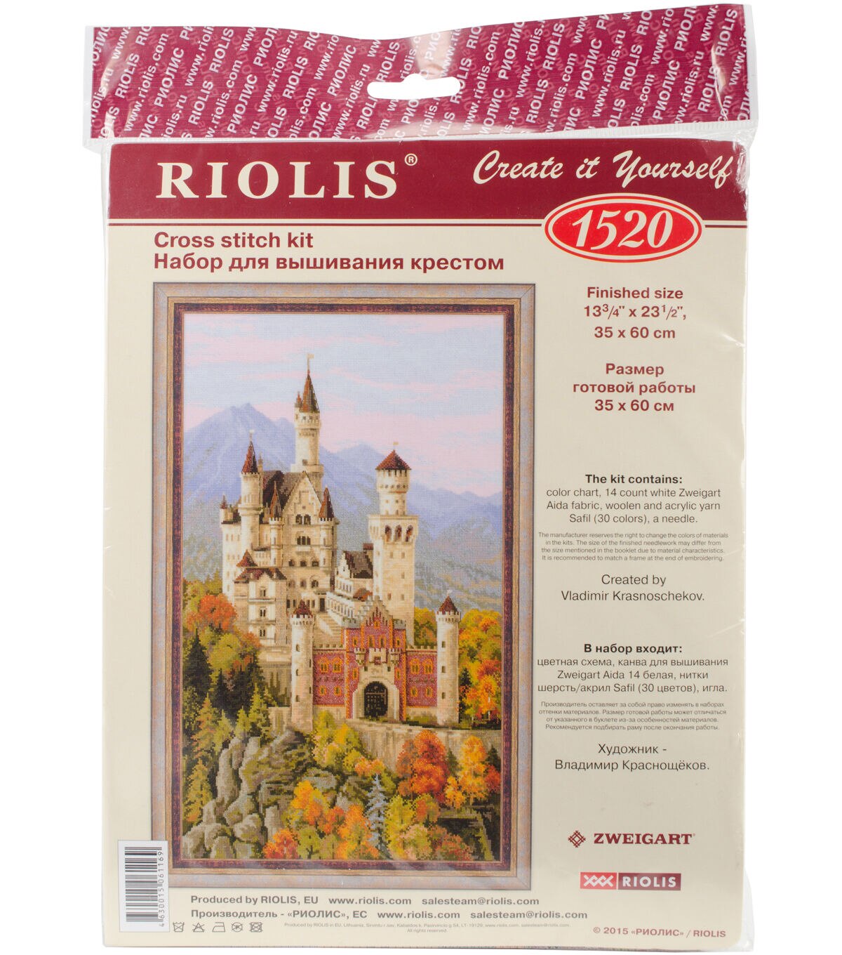 RIOLIS 14 x 23.5 Neuschwanstein Castle Counted Cross Stitch Kit