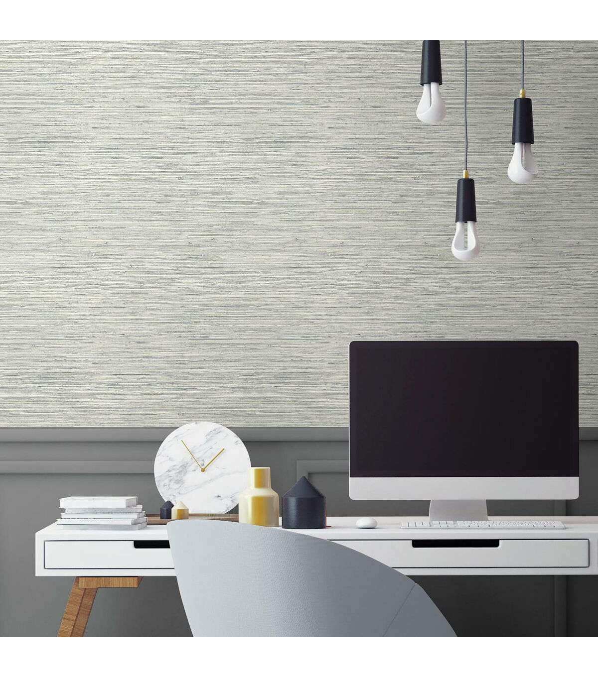 RoomMates Faux Grasscloth Peelable Wallpaper Grey