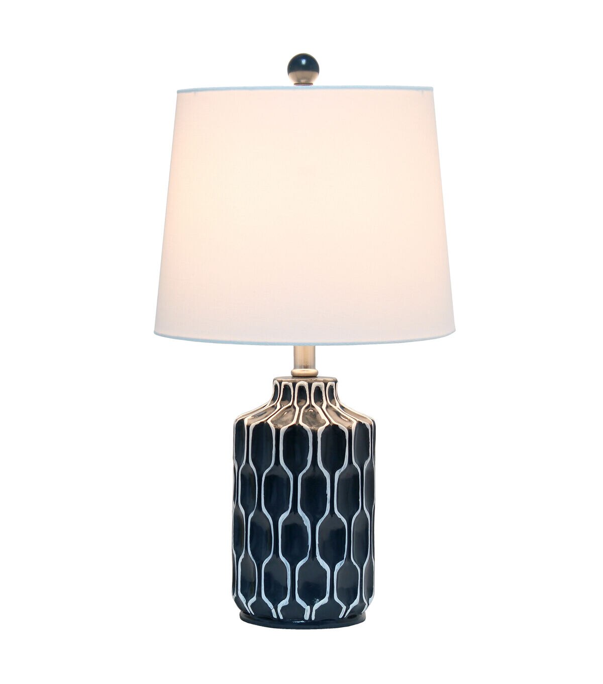 All The Rages Moroccan Table Lamp with Fabric White Shade, Blue