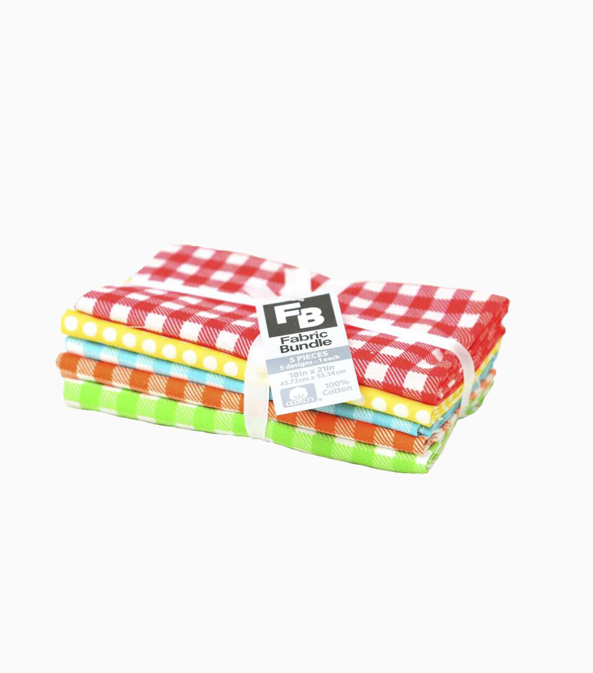 18 x 21 Checks & Dots 2 Cotton Fabric Quarters 5ct by Keepsake Calico