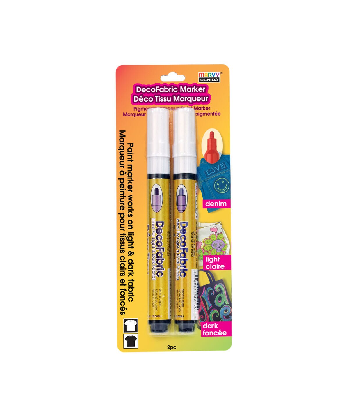 Marvy Uchida 2ct White Medium Tip DecoColor Fabric Paint Marker