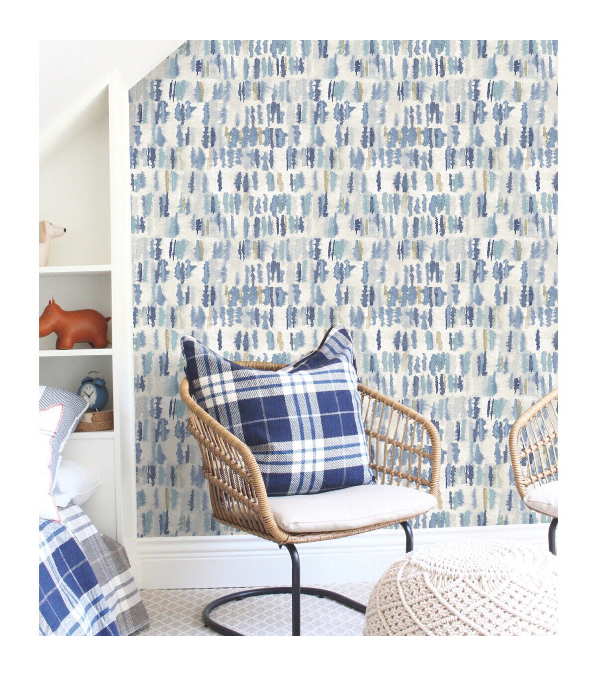 Tamara Day Watercolor Blue Peel & Stick Wallpaper By Roommates