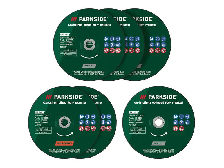 PARKSIDE Kit de disques à trononner ou ébavurer ou Disque à trononner diamanté, 230 mm