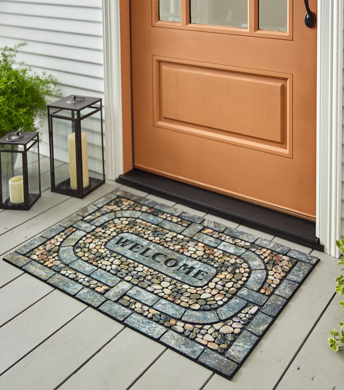 Garden Pebbles Doormat Gray 1'11 x 2'11