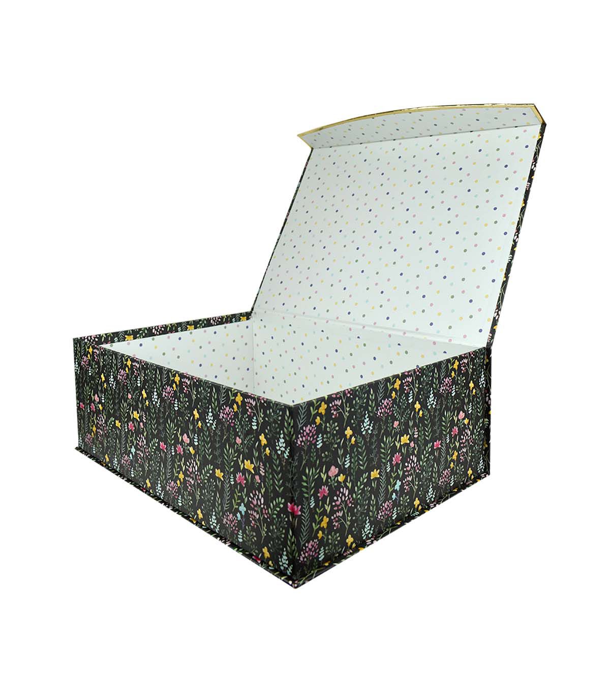 16 x 11 Ditzy Floral Black Flip Top Box by Place & Time