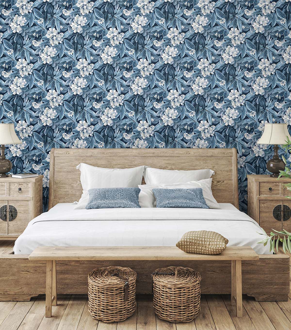 Tommy Bahama 20.5' x 18' Midnight Darwin Flora Peel & Stick Wallpaper