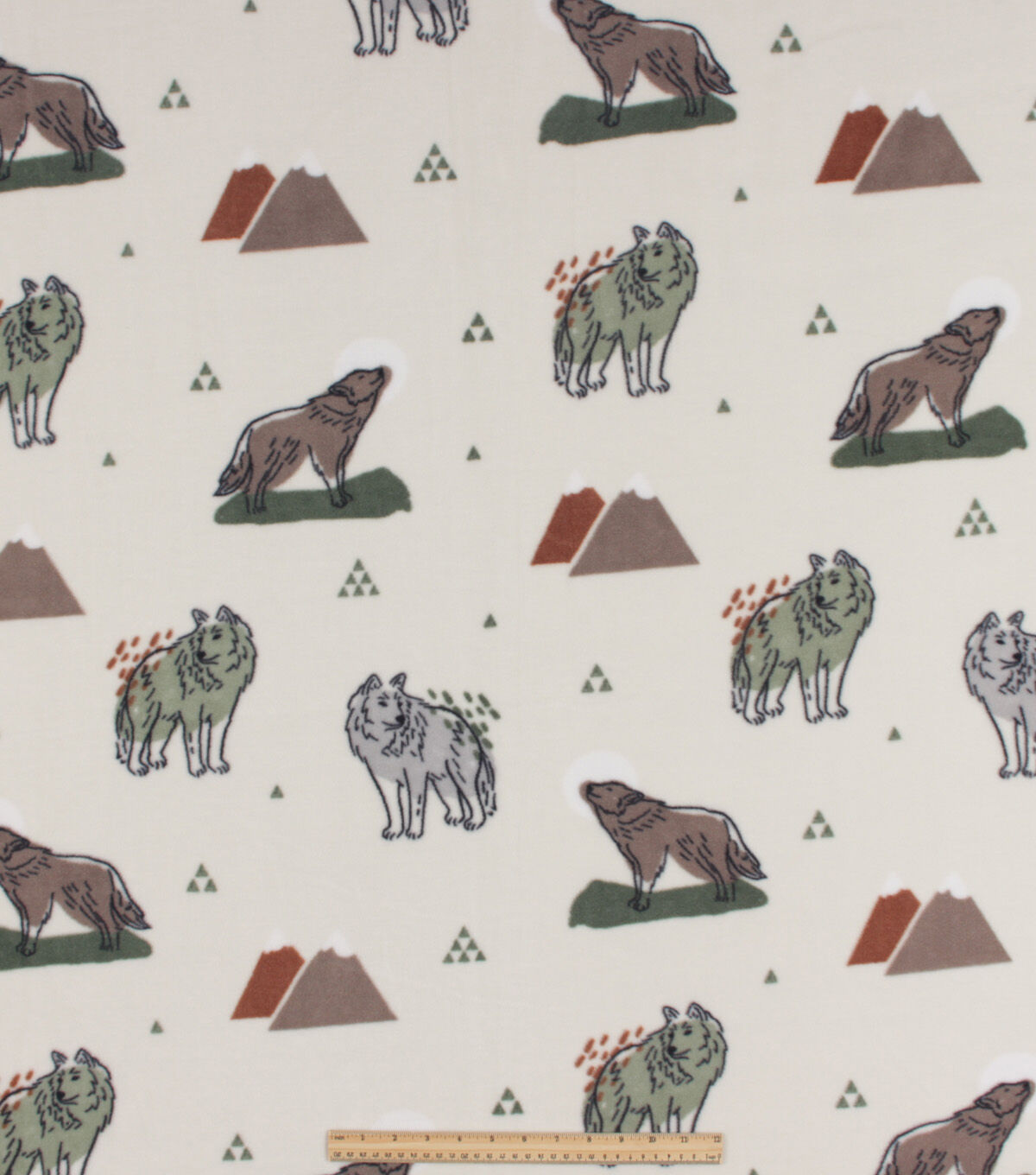 Wolves & Mountains Anti Pill Fleece Fabric