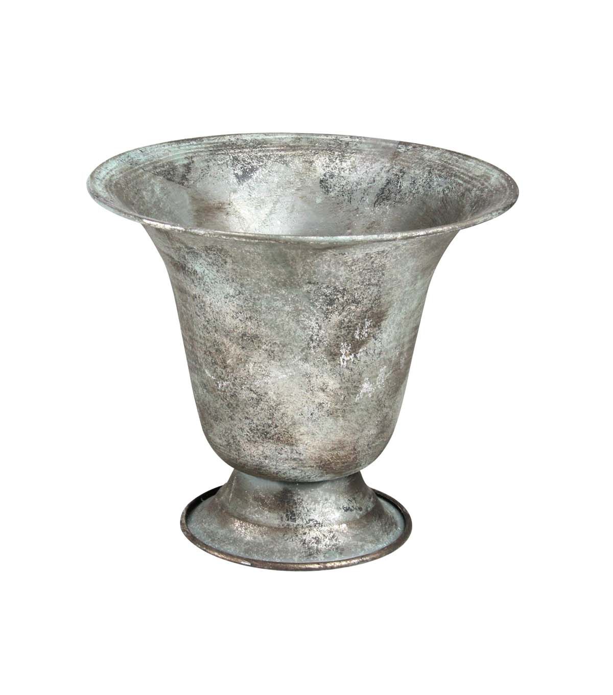 Northlight 7 Silver & Verdigris Metal Urn Planter