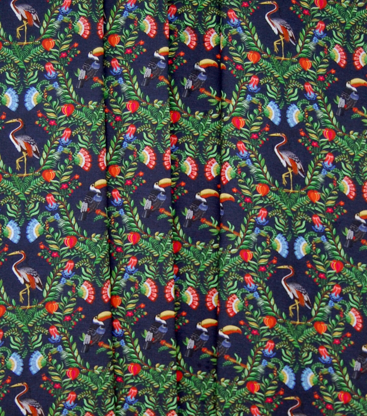 Toucans & Herons on Blue Novelty Cotton Fabric