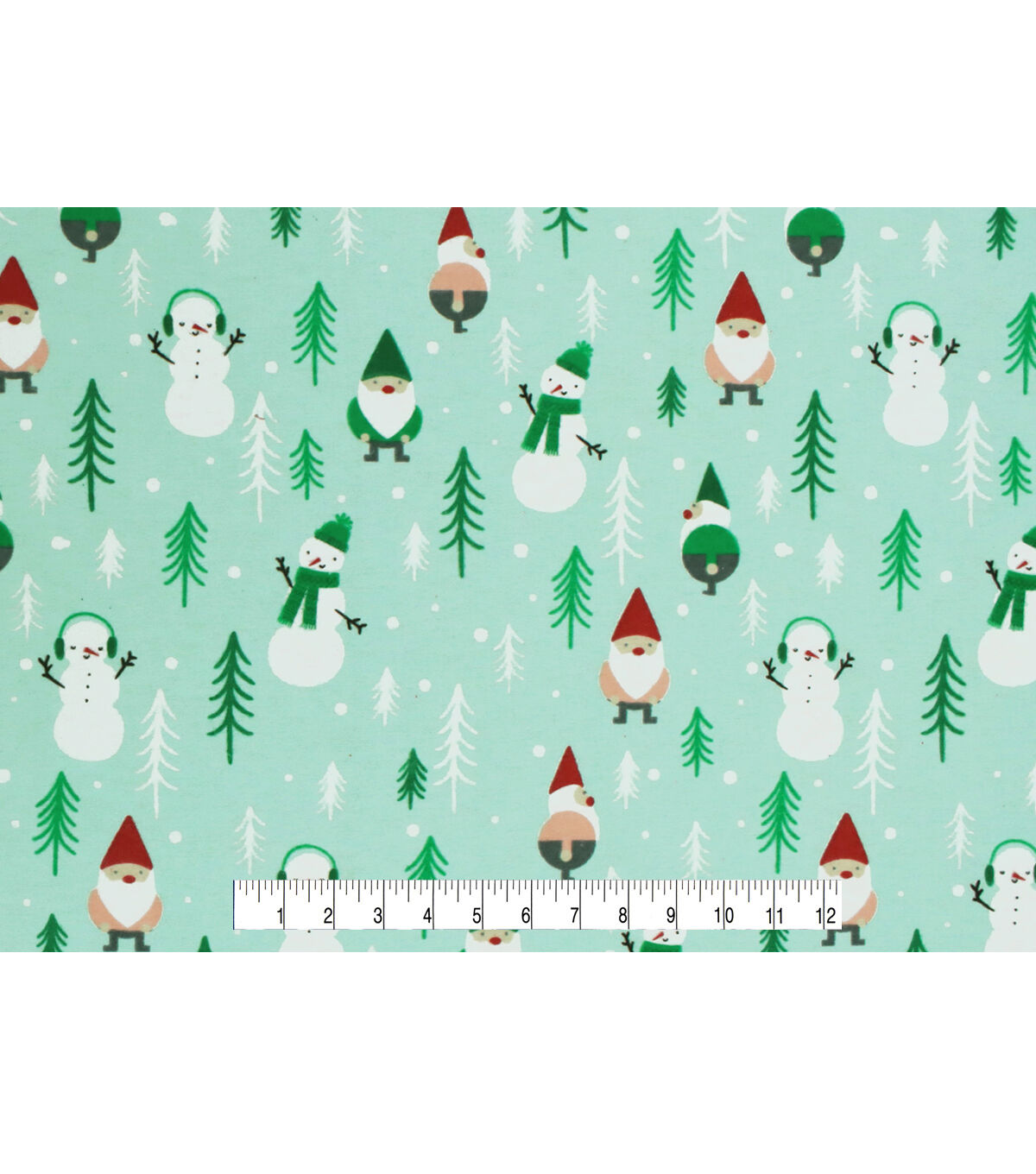 Gnomes & Snowmen on Blue Super Snuggle Christmas Flannel Fabric