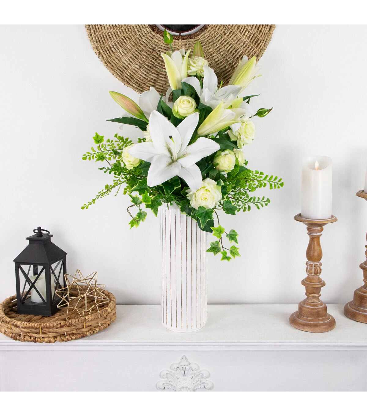 Northlight 38 White Lily Stems 6ct