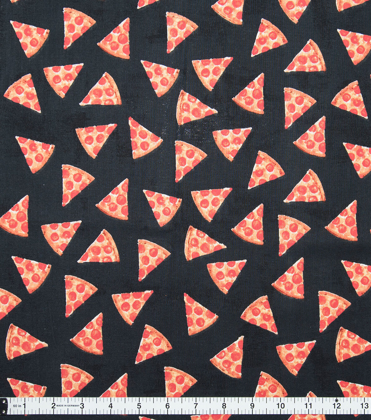Pizza On Black Novelty Prints Cotton Fabric