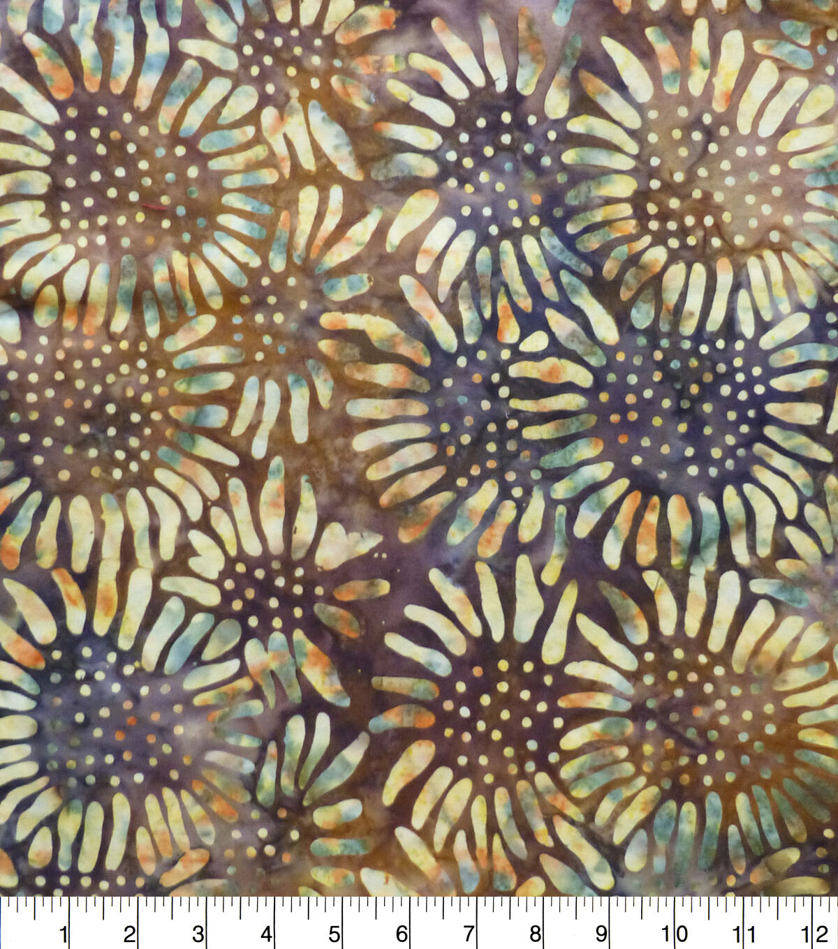 Indonesian Batik Cotton Fabric Sunflower Burst Large