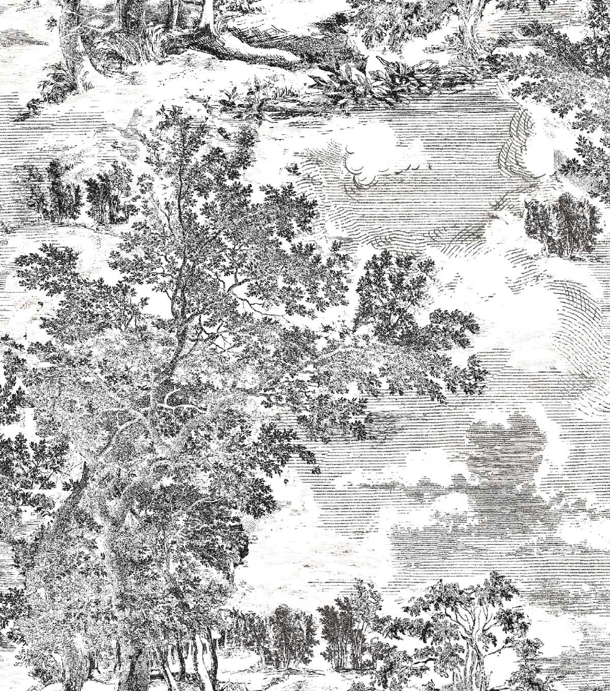 Surface Style 20.5' x 18' Charcoal Serene Scenes Peel & Stick Wallpaper
