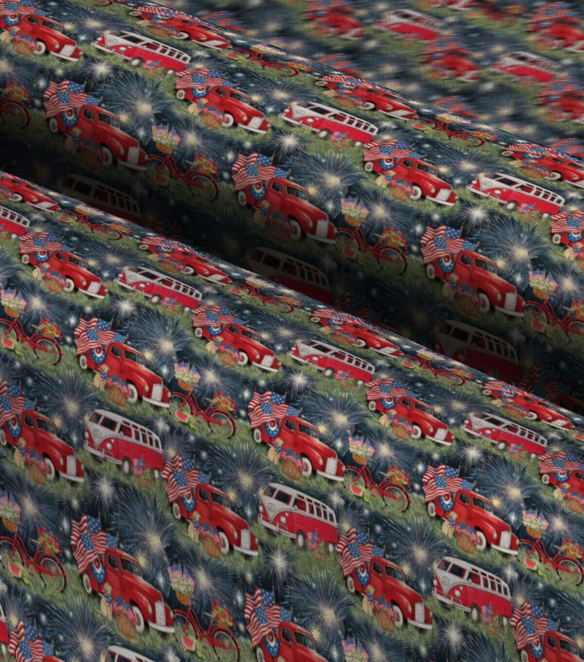 Susan Winget Red Cars Patriotic Cotton Fabric
