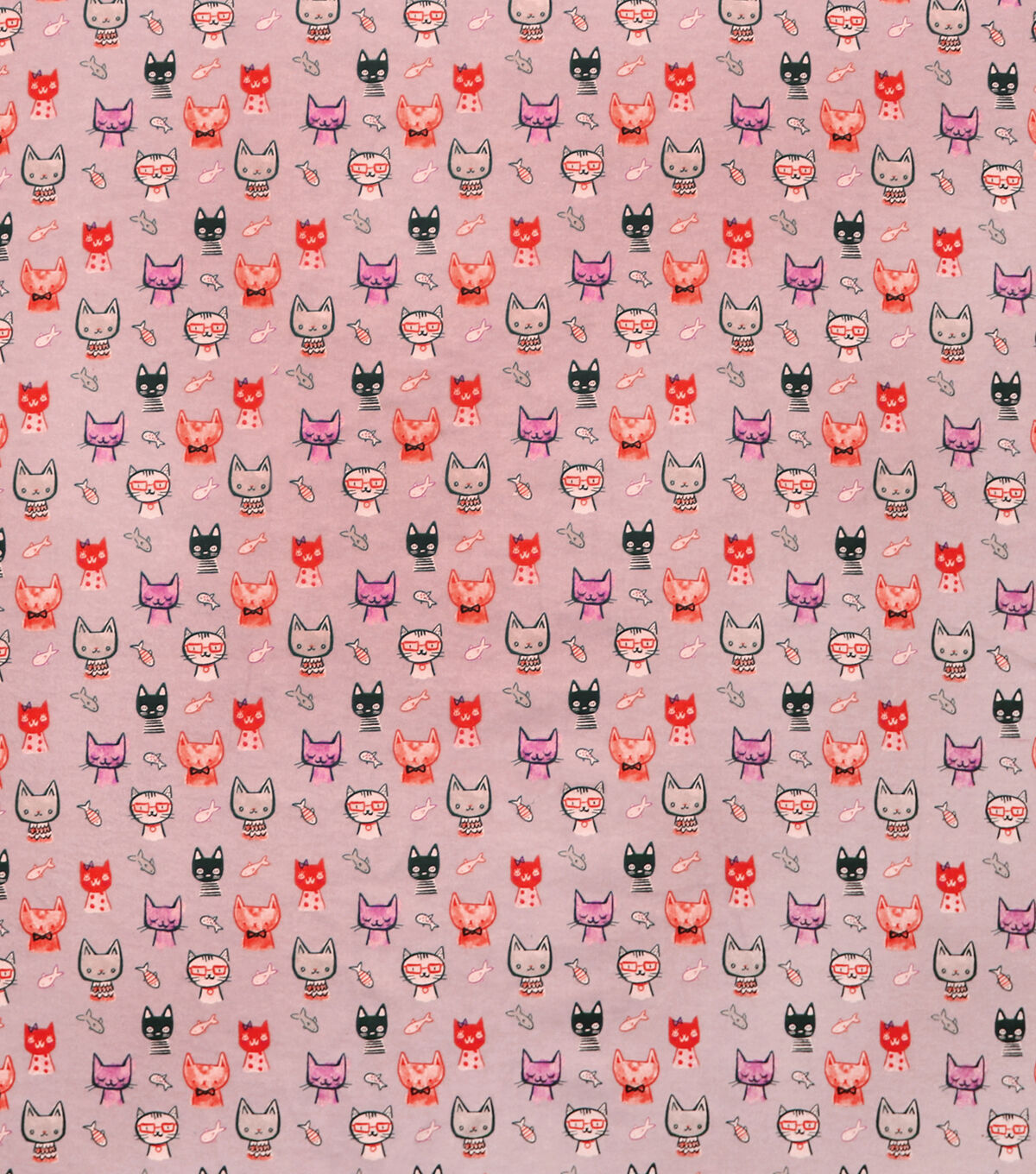 Doodle Cats And Fish Super Snuggle Flannel Fabric