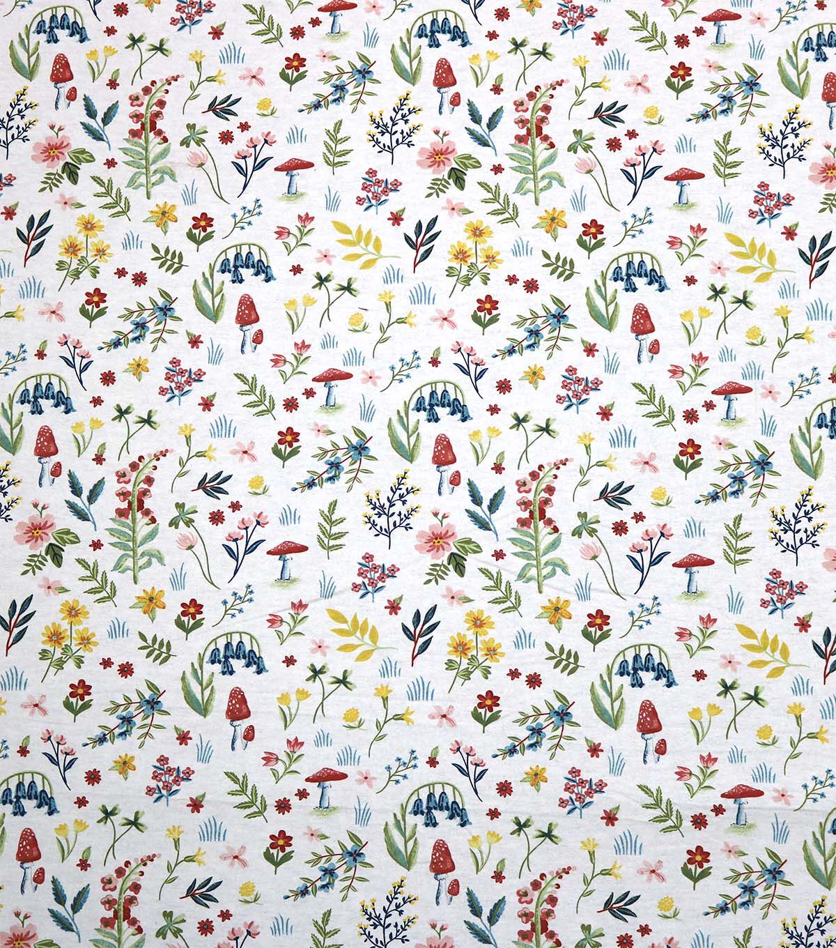 Floral on White Super Snuggle Flannel Fabric