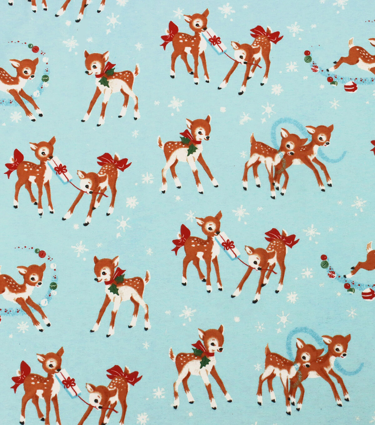 Reindeer & Snowflakes on Blue Super Snuggle Christmas Flannel Fabric