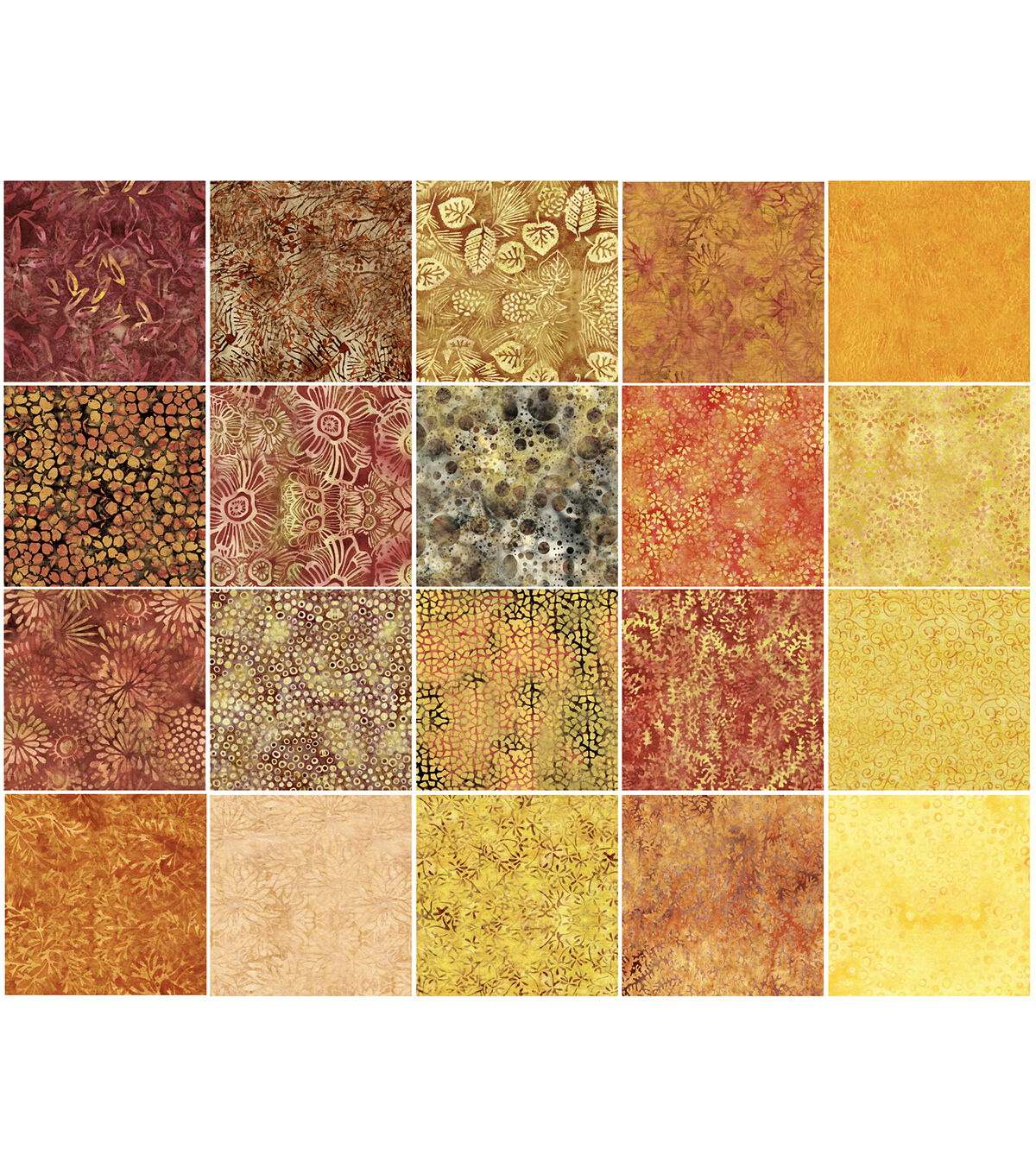 10 Square Autumn Days Batik Cotton Fabric Shape 42pc