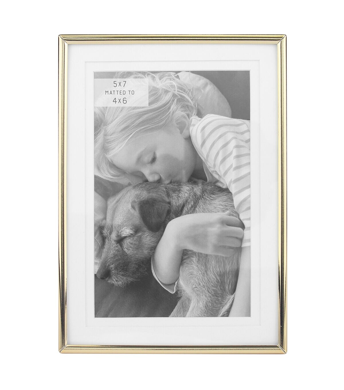 5 x 7 Matted to 4 x 6 Gold Tabletop Picture Frame