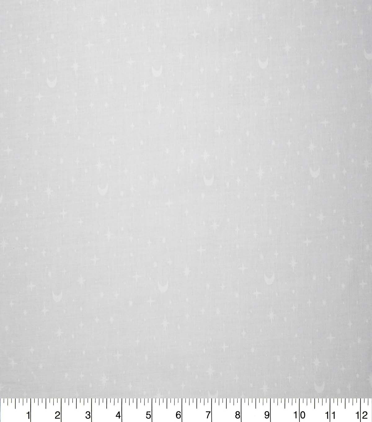 Stars & Moons on White Cotton Fabric by Quilter's Showcase