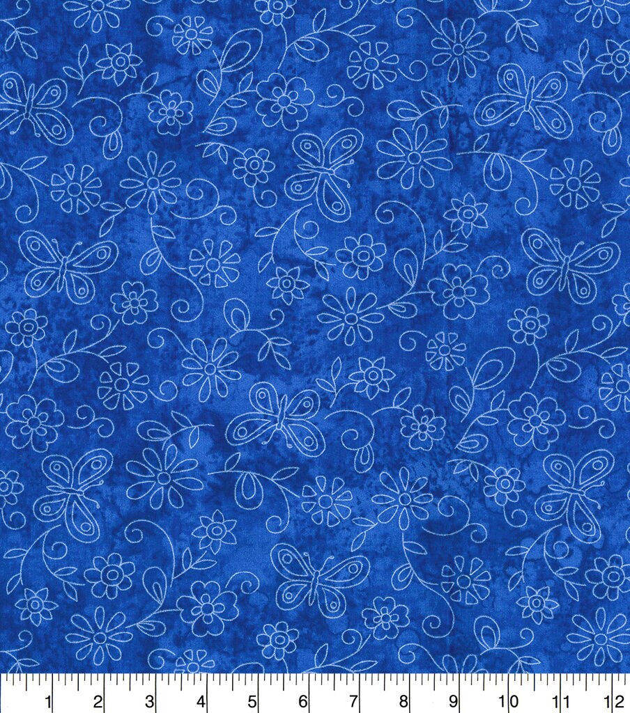 Fabric Traditions Flowers on Royal Cotton Fabric by Keepsake Calico