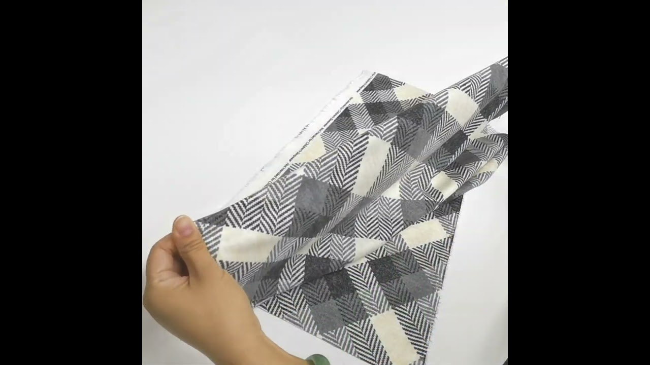 Gray Diagonal Plaid Luxe Flannel Fabric