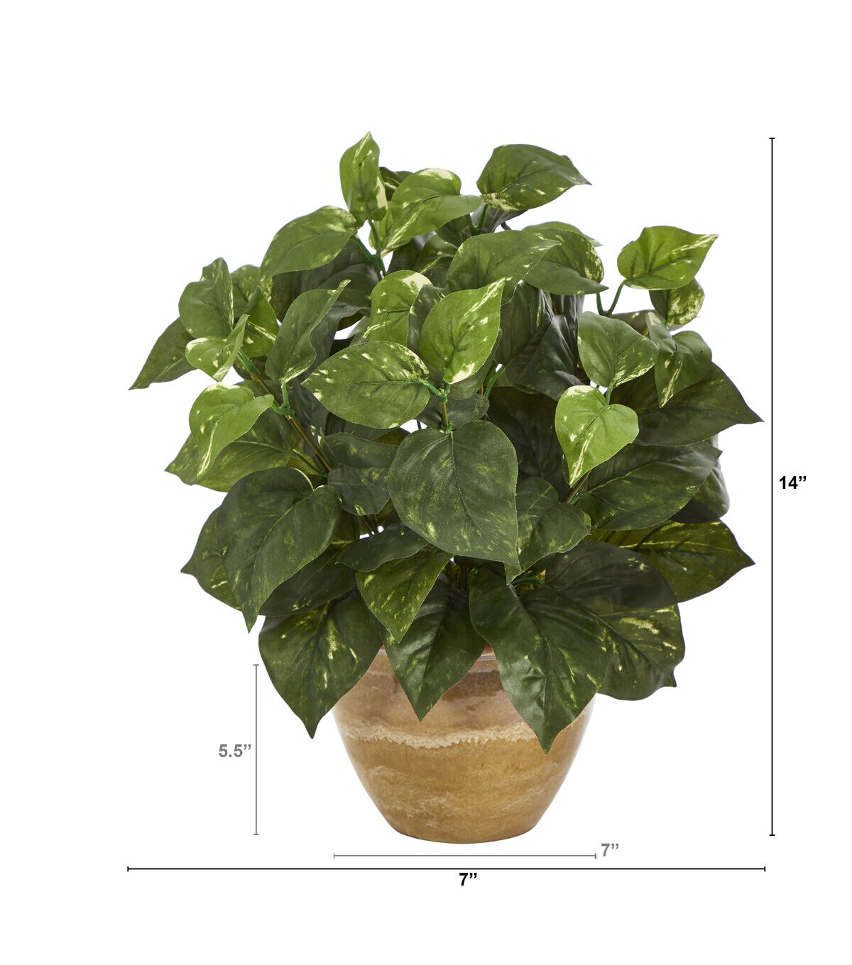 Nearly Natural 14 Pothos Artificial Plant in Ceramic Planter
