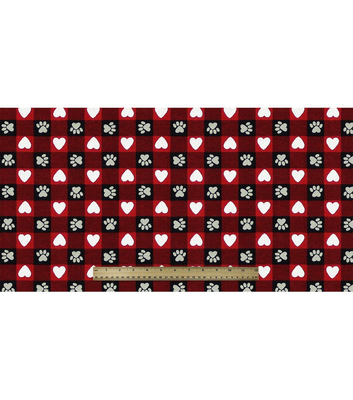 Paws And Hearts Red Buffalo Check Super Snuggle Flannel Fabric