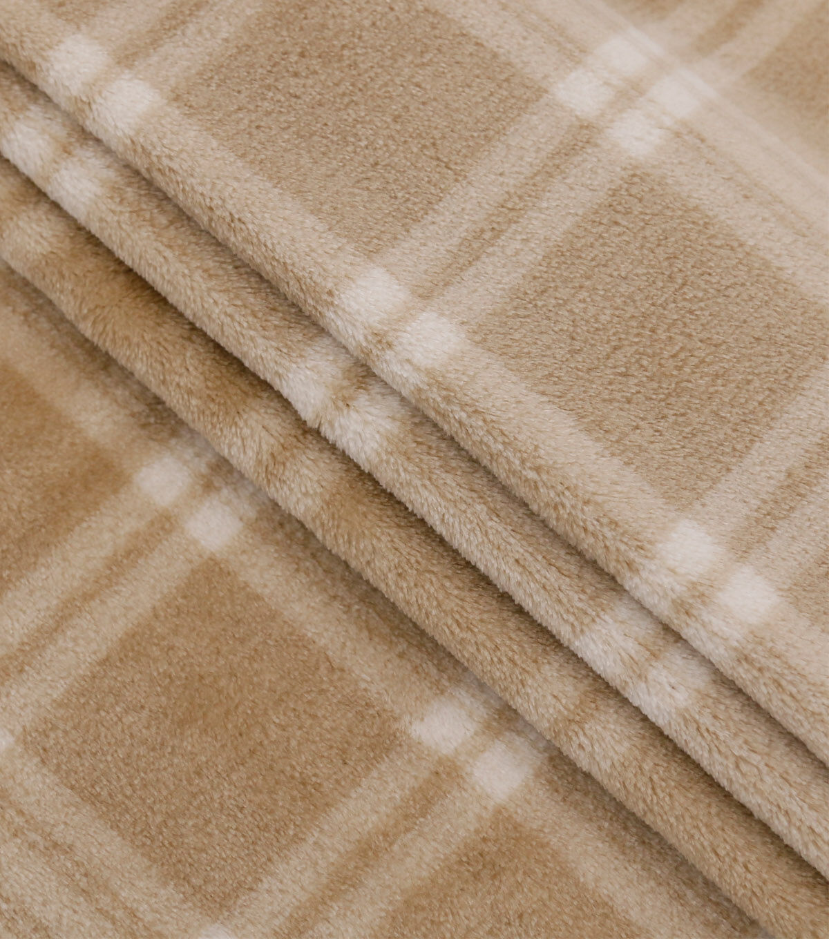 Cream Plaid Sew Lush Fleece Fabric