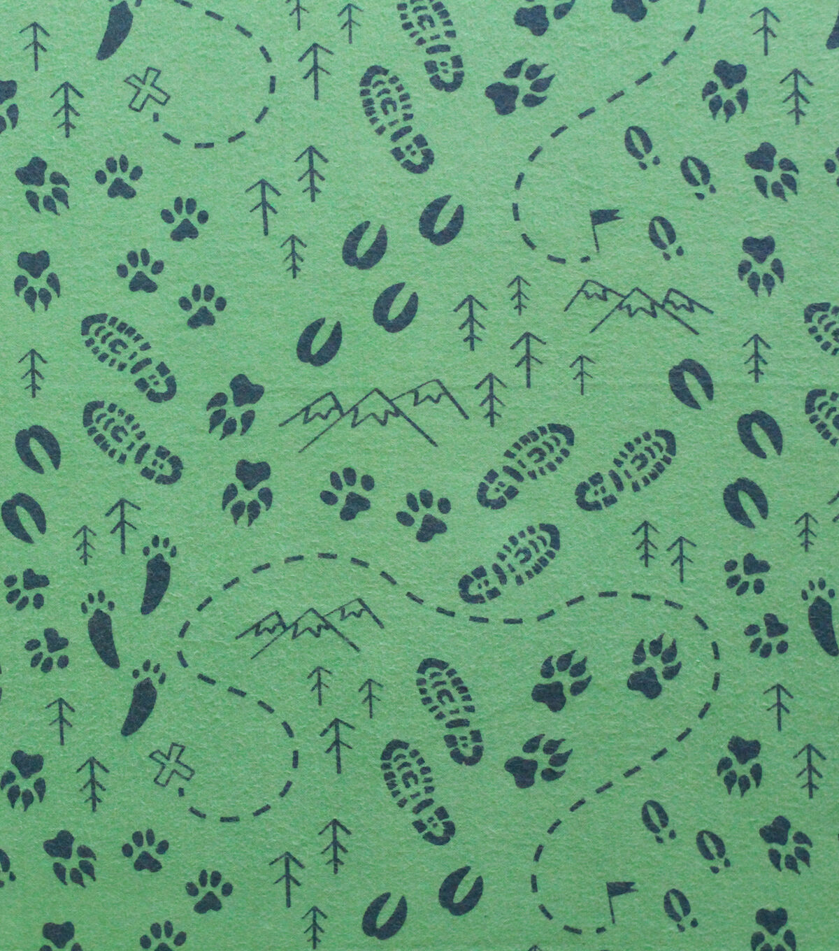 Green Hiking Tracks Super Snuggle Flannel Fabric By POP!