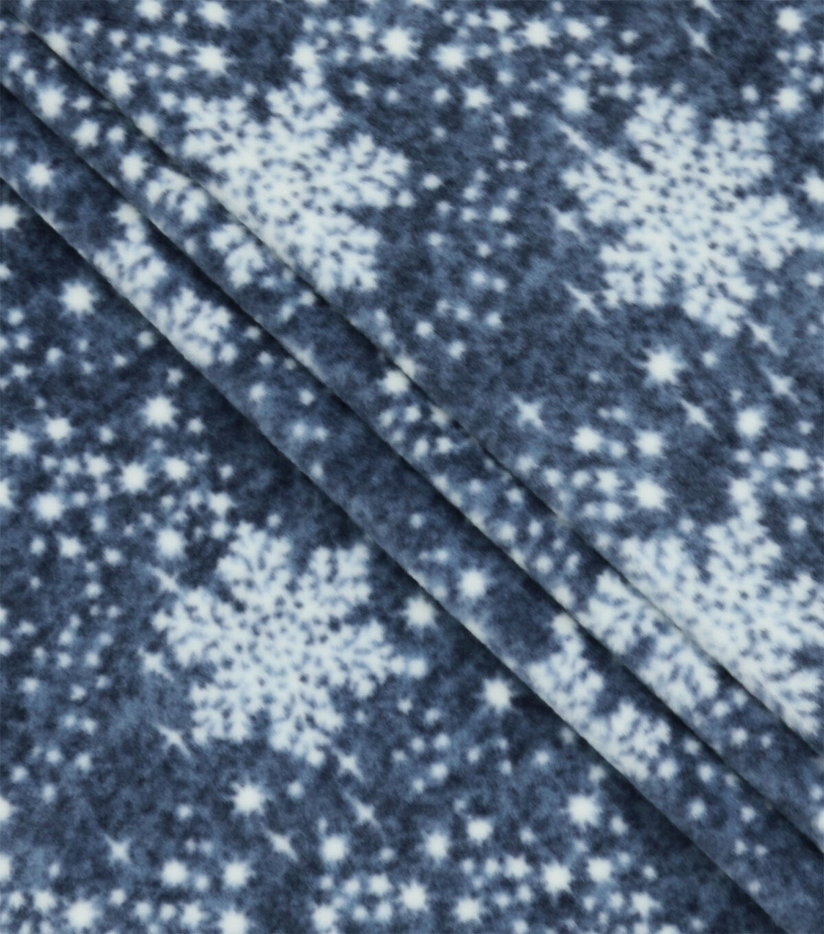 Blue Starry Night Snowflake Luxe Fleece Fabric