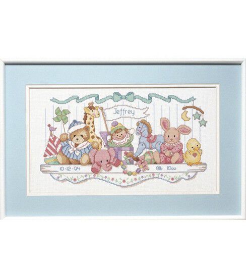 Dimensions 16 x 9 Birth Record Counted Cross Stitch Kit