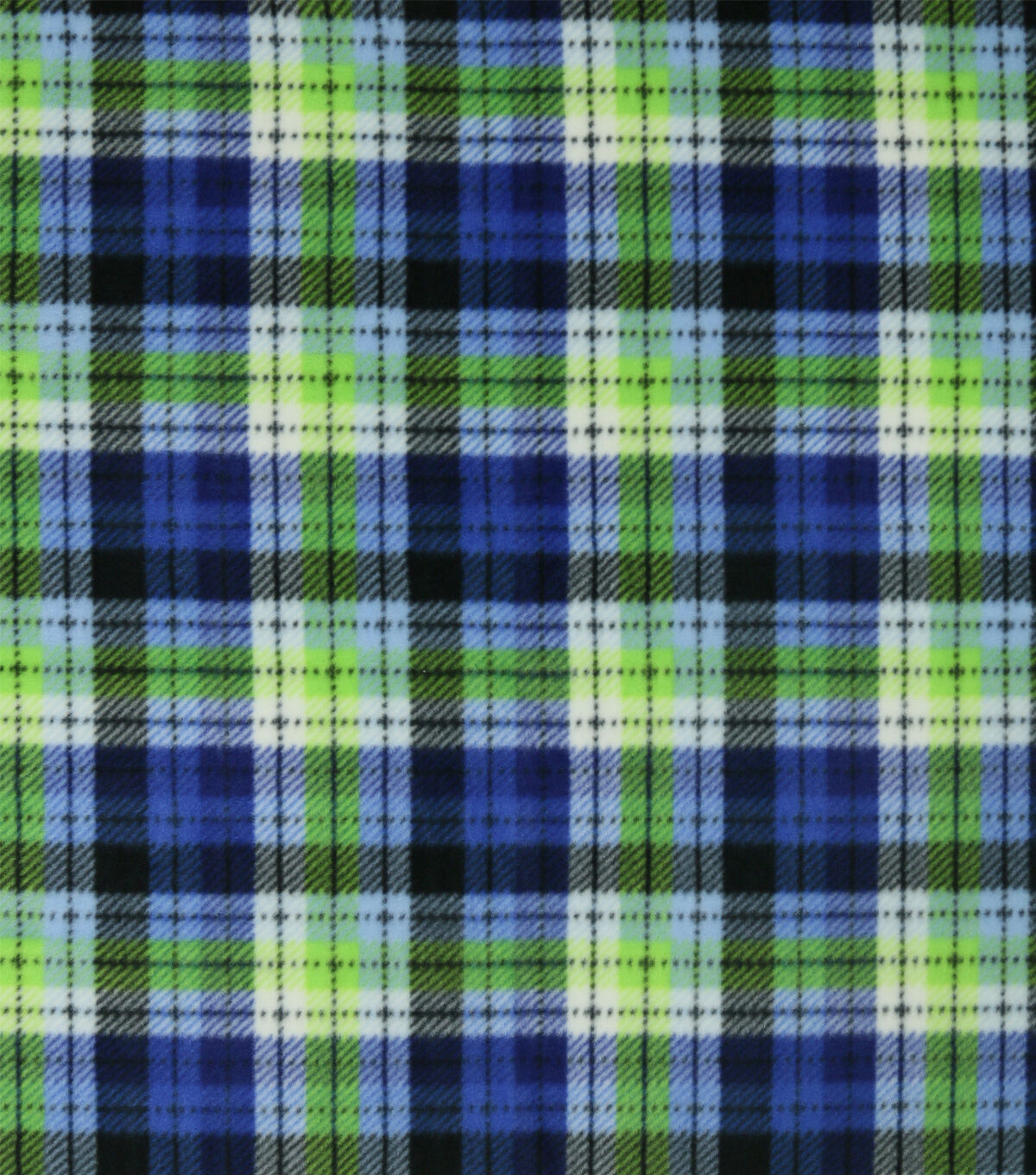 Green & Blue Vertical Plaid Anti Pill Fleece Fabric